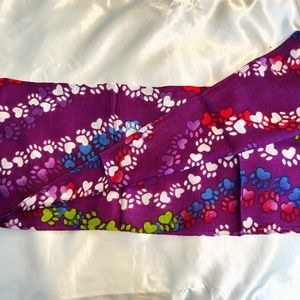 CATS PAWS SCARF, 100% VISCOSE, SOFT NOT BULKY, PURPLE AND MULTICOLOUR, 70 INCHES